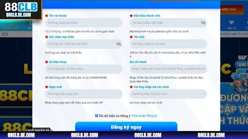 Đăng ký 88CLB trên website dễ dàng chỉ với 4 bước 