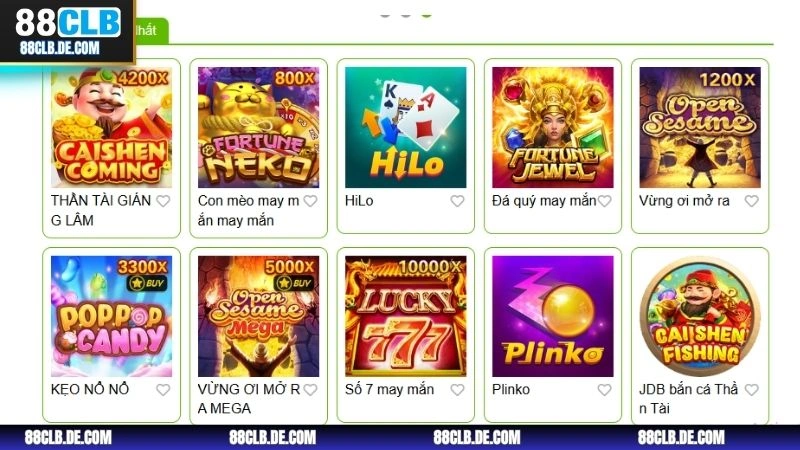 Danh sách các trò chơi hot tại nổ hũ 88CLB